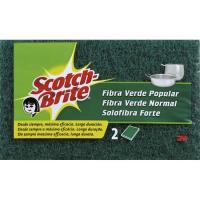 Estropajo de fibra verde popular SCOTCH-BRITE,  pack 2 unid.