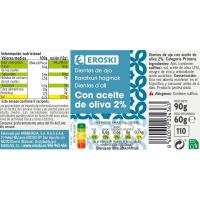 Dientes de ajo con oliva EROSKI, frasco 60 g 
