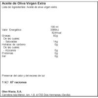Aceite de oliva virgen extra LA MASIA, botella 1 litro