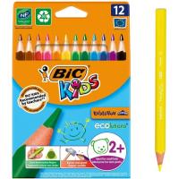 Lápices de colores triangulares, 12 colores, Kids Evolution BIC, pack 12 uds