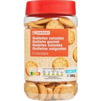 Galleta salada mini cracker EROSKI, bote 350 g