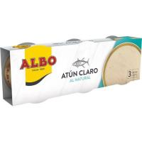 Atún claro al natural ALBO, pack 3x65 g