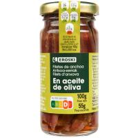 Anchoa en aceite de oliva EROSKI, frasco 55 g 