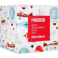 Pañuelo facial cubo deco EROSKI, caja 60 uds.