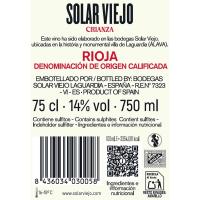 Vino Tinto Crianza D.O. Rioja SOLAR VIEJO, botella 75 cl