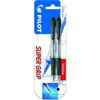 Bolígrafo retráctil negro, punta 1mm,  Super Grip PILOT, pack 2 uds