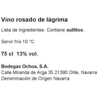 Vino Rosado Lágrima D.O. Navarra OCHOA, botella 75 cl