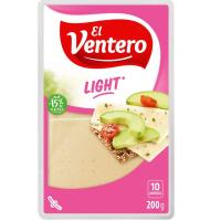 Queso tierno light EL VENTERO, lonchas, bandeja 200 g