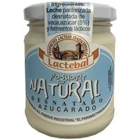 Yogur desnatado natural LACTEBAL, tarro 200 g