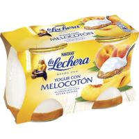 Yogur enriquecido con melocotón LA LECHERA, pack 2x125 g