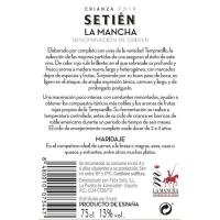 Vino Tinto Crianza La Mancha SETIEN, botella 75 cl