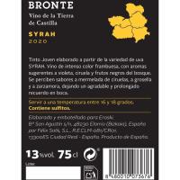 Vino Tinto Syrah Tierra de Castilla BRONTE, botella 75 cl
