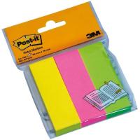 Mini notas adhesivas, 3 colores, 100 hojas por color, 25x76 mm POST-IT, pack 3 uds