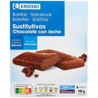 Barrita de chocolate con leche EROSKI, caja 192 g