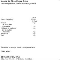 Aceite de oliva virgen extra HOJIBLANCA, garrafa 5 litros