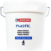 Pintura plástica de interior rendimiento 7-9m2/l color blanco mate EROSKI, 4l