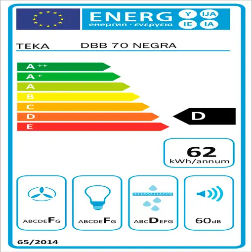 Teka DBB 70 De pared Negro 440 m³/h