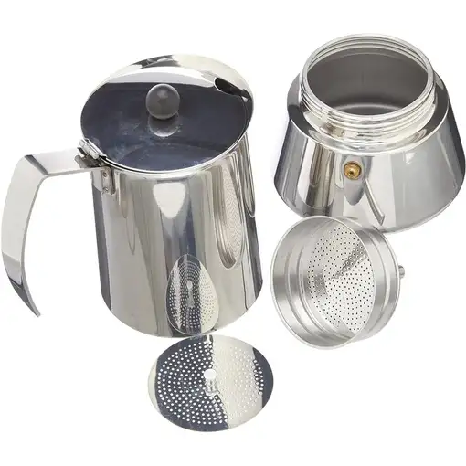 Cafetera Italiana de Acero Inoxidable Eterna, apto para todo tipo de cocinas, MONIX, 10 tazas