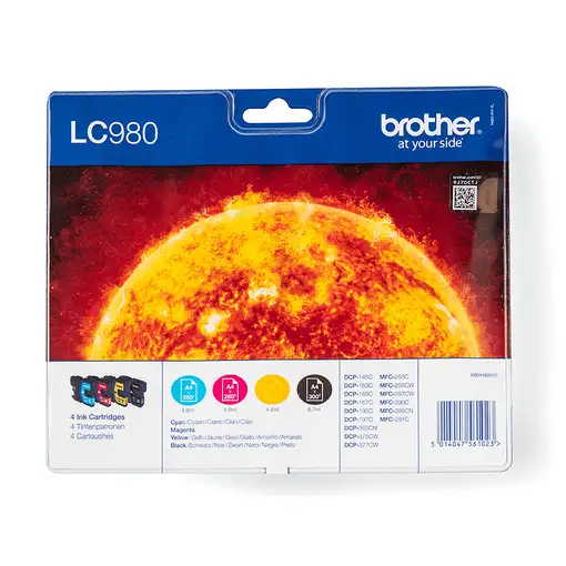 Brother LC980VALBP cartucho de tinta 4 pieza(s) Original Negro, Cian, Magenta, Ama