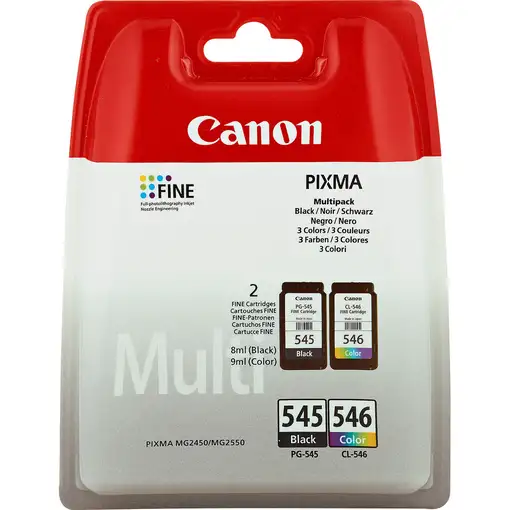 Pack cartucho tinta original PG-545 Negro +CL-546 Tricolor CANON Pack cartucho tinta original PG-545 Negro +CL-546 Tricolor CANON