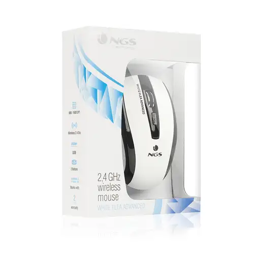 NGS White Flea Advanced ratón Oficina mano derecha RF inalámbrico Óptico 1600 DPI