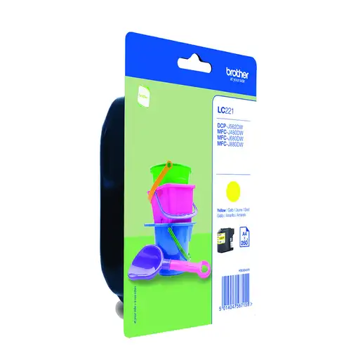 Cartucho de tinta original amarillo, LC-221 BROTHER, 1 ud
