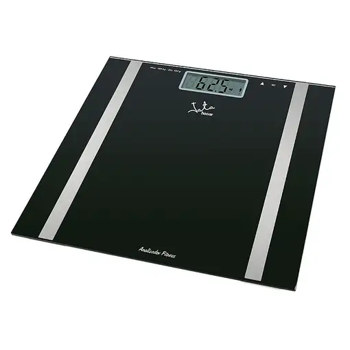 Báscula de baño analizador Fitness negra de aluminio, 2 pilas AAA 1,5V no incluídas JATA