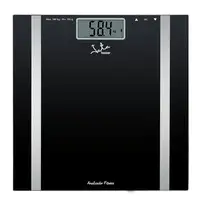 Báscula de baño analizador Fitness negra de aluminio, 2 pilas AAA 1,5V no incluídas JATA