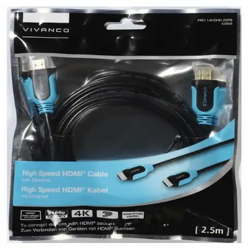 Vivanco 42956 cable HDMI 2,5 m HDMI tipo A (Estándar) Negro, Azul