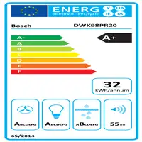 Bosch DWK98PR20 campana De pared Acero inoxidable, Blanco 840 m³/h