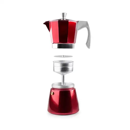 Ibili 623206 cafetera manual Cafetera italiana 0,3 L Rojo, Acero inoxidable