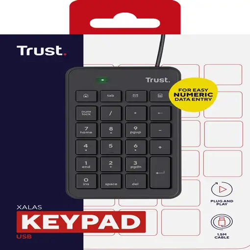Trust 22221 teclado numérico Portátil/PC USB Negro