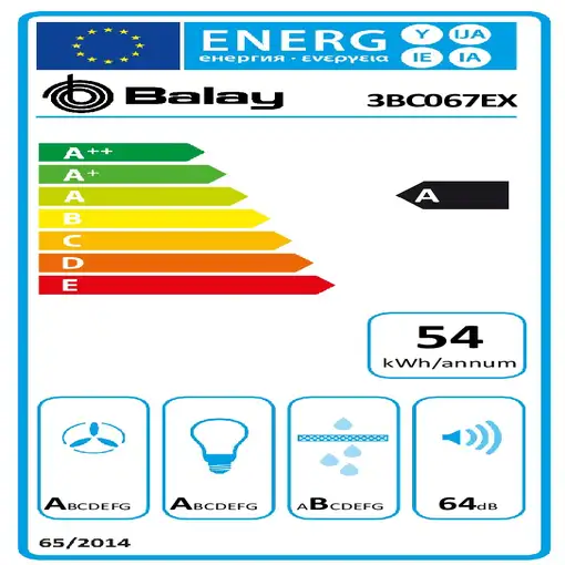 Balay 3BC067EX campana De pared Acero inoxidable 730 m³/h