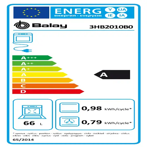 Horno multifunción blanco 66 L, 3HB2010B0 BALAY