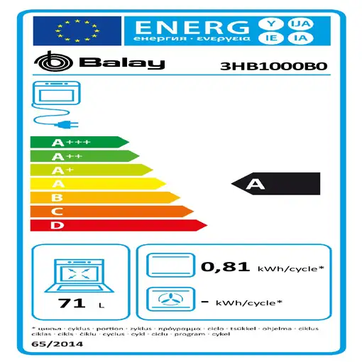 Balay 3HB1000B0 horno 71 L Blanco