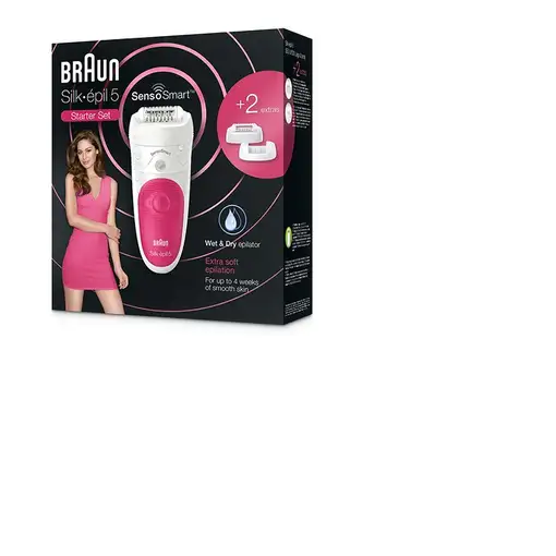 Braun Silk-épil 5 5/500 SensoSmart 28 pinzas Rosa, Blanco