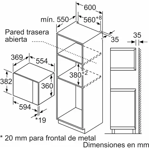 Microondas integrable con grill, 25 L, sin marco, Serie 6 BEL554MS0 BOSCH