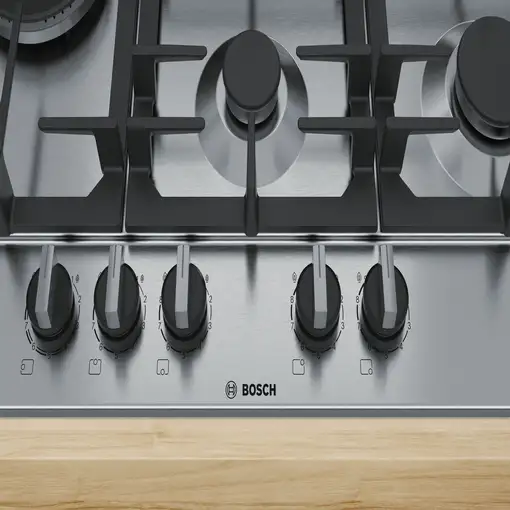 Bosch Serie 6 PCS7A5B90 hobs Acero inoxidable Integrado 75 cm Encimera de gas 5 zo