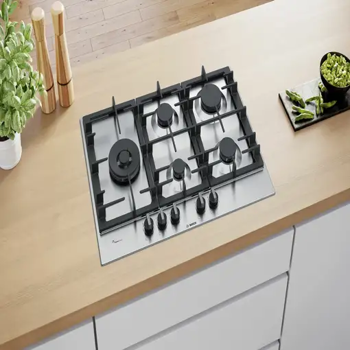Bosch Serie 6 PCS7A5B90 hobs Acero inoxidable Integrado 75 cm Encimera de gas 5 zo