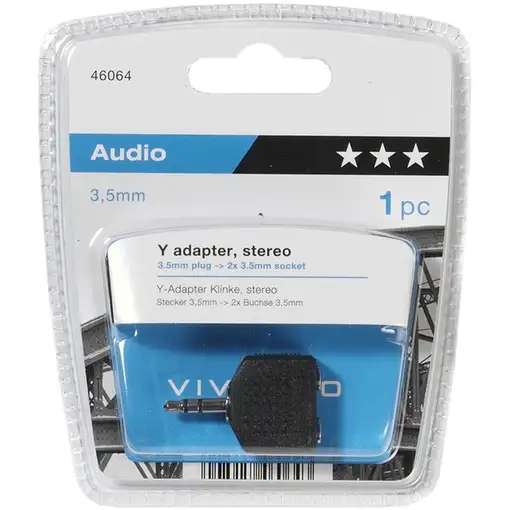 Vivanco 46064 cambiador de género para cable 3.5 mm 2 x 3.5 mm Negro