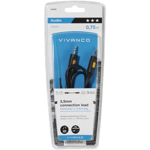Vivanco 46/10 075 cable de audio 0,75 m 3,5mm Negro