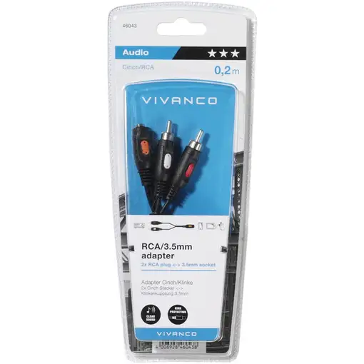 Vivanco 46/05 01 cable de audio 0,2 m 2x RCA 3,5 mm Negro