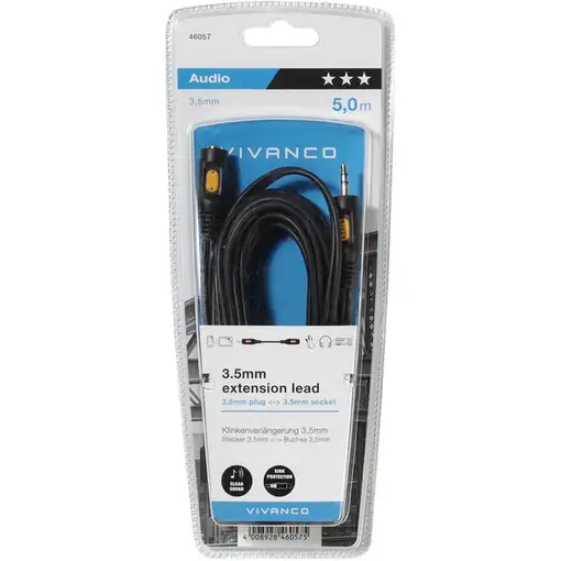 Vivanco 46057 cable de audio 5 m 3,5mm Negro, Amarillo