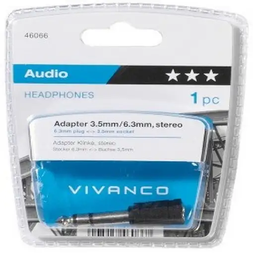 Vivanco 46066 cambiador de género para cable 6.3mm 3.5mm Negro