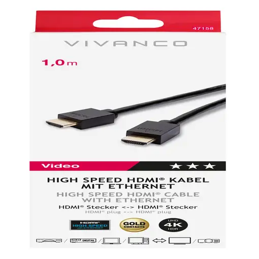 Vivanco High Speed cable HDMI 1 m HDMI tipo A (Estándar) Negro