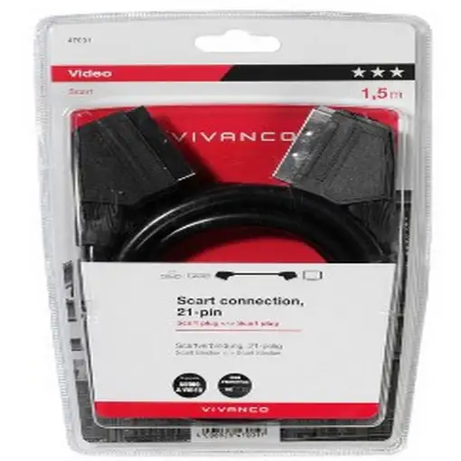 Vivanco 47001 cable EUROCONECTOR 1,5 m SCART (21-pin) Negro