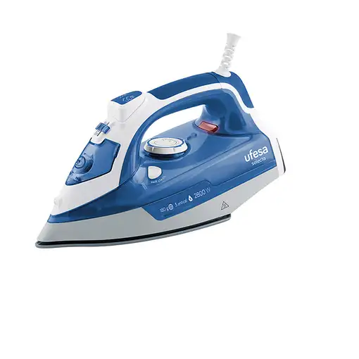 Ufesa PV3280 Plancha vapor-seco Suela de cerámica 2800 W Azul, Blanco