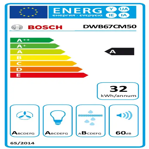 Bosch Serie 6 DWB67CM50 campana De pared Acero inoxidable A 671 m³/h