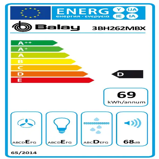 Balay 3BH262MBX campana De techo Blanco 250 m³/h