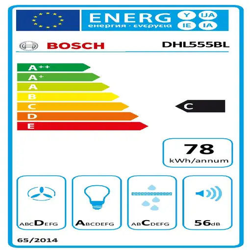 Bosch Serie 4 DHL555BL campana Encastrada Plata C 590 m³/h